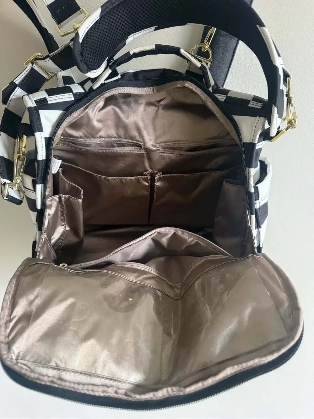 JuJuBe B.F.F. The First Lady Convertible Diaper Bag Black White Gold Luxury Baby